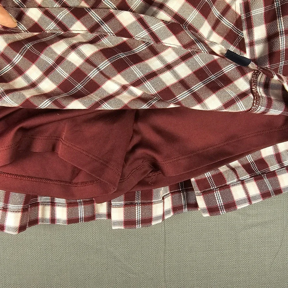Justice Kids XL Plus 16P 18P Burgundy Plaid Skort Button Front 473910A